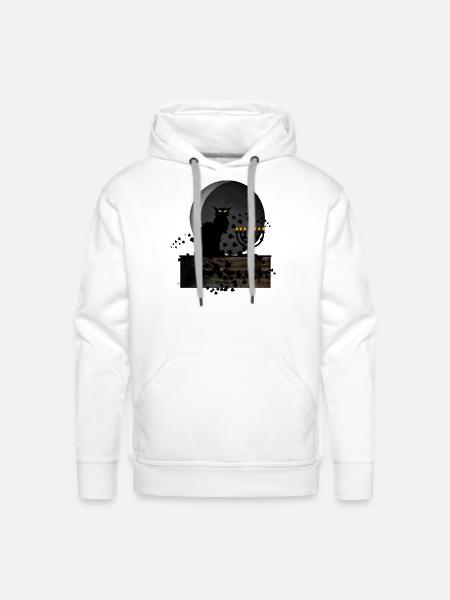 Hanukkah Chat Noir - Men's Premium Hoodie - white