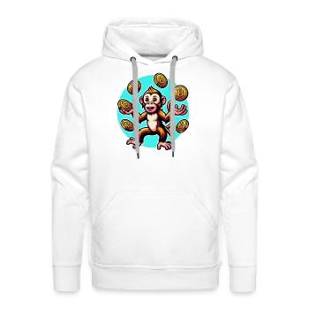 Bitcoin Juggling Monkey - Digital Art - Men's Premium Hoodie - white - Front - Liam (192cm)