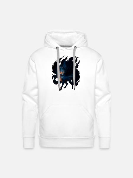 Mystic Night Wolf Illustration - Men's Premium Hoodie - white