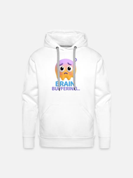 Brain Buffering Face - Men's Premium Hoodie - white