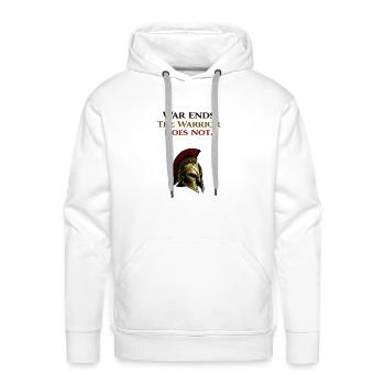 War Ends The Warrior Does Not - Spartan Helmet - Men's Premium Hoodie - white - Front - Liam (192cm)