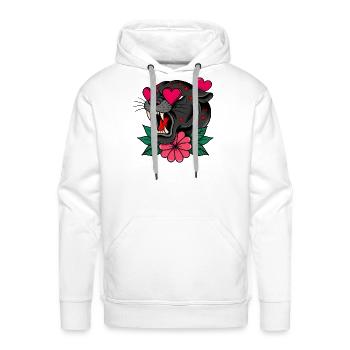Traditional Tattoo Style Panther Love Eyes - Men's Premium Hoodie - white - Front - Liam (192cm)
