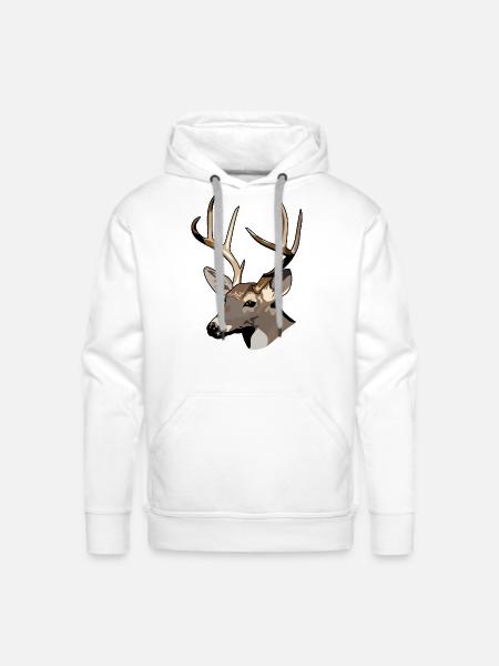 deer head - Men's Premium Hoodie - white