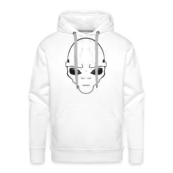Alien Face, Minimalist Line art - Men's Premium Hoodie - white - Front - Liam (192cm)