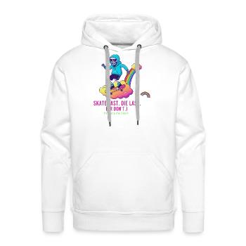 Glitch Skateboarder on Rainbow Cloud - Men's Premium Hoodie - white - Front - Liam (192cm)