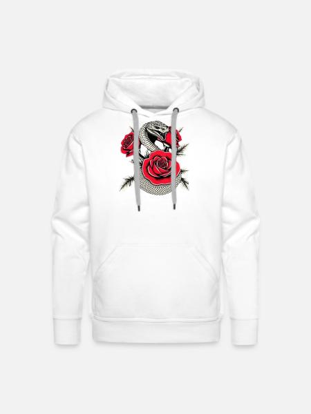 Serpent & Rose Noir - Men's Premium Hoodie - white