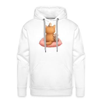 Cat, mouse, and bird on a cushion Cat motif - Men's Premium Hoodie - white - Front - Liam (192cm)