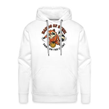 Raccoon Hoop Hero - Men's Premium Hoodie - white - Front - Liam (192cm)
