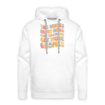 Voices In My Head Get More Gnomes Retro Graphic - Men's Premium Hoodie - white - Front - Liam (192cm)