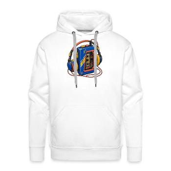 Retro Cassette Boombox Headphones - Men's Premium Hoodie - white - Front - Liam (192cm)