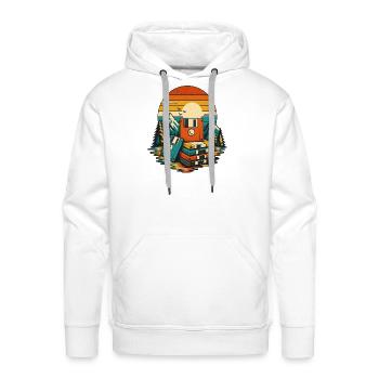 Retro Cassette Mountain Sunset - Men's Premium Hoodie - white - Front - Liam (192cm)