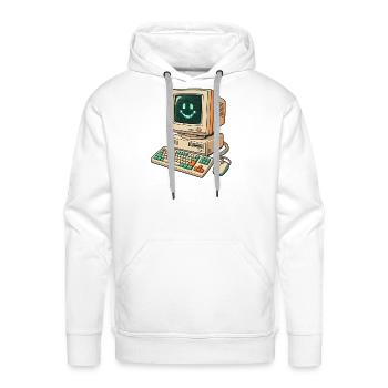 Retro Pixel Smile Computer - Men's Premium Hoodie - white - Front - Liam (192cm)