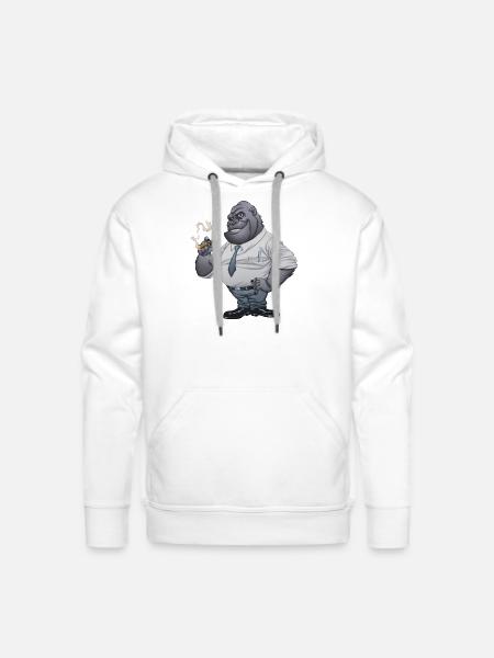 Cigar Smoking Gorilla - Men's Premium Hoodie - white