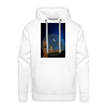Owl in dead tree with chicks at night - Men's Premium Hoodie - white - Front - Liam (192cm)