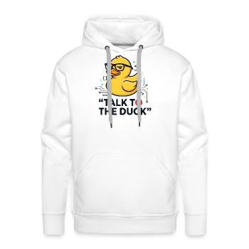 Tech Duck Talk Quack - Men's Premium Hoodie - white - Front - Liam (192cm)