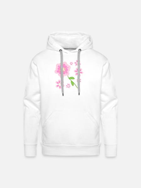 pink flowers pattern - Men's Premium Hoodie - white
