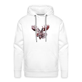 Crimson Antler Moose Pebble Art Illustration - Men's Premium Hoodie - white - Front - Liam (192cm)