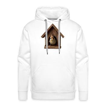 Birdhouse Cutie in Wood Charm - Men's Premium Hoodie - white - Front - Liam (192cm)