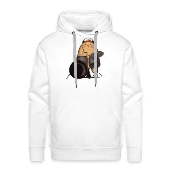 A cute cat Drummer  - Men's Premium Hoodie - white - Front - Liam (192cm)