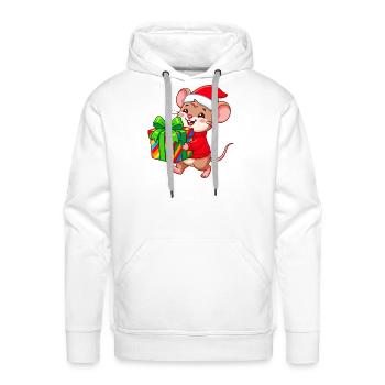 Cheerful Holiday Mouse Gift - Men's Premium Hoodie - white - Front - Liam (192cm)