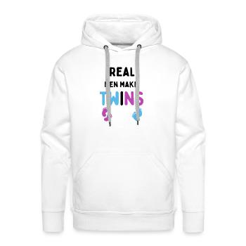 Real men make twins with blue and pink Baby feet - Men's Premium Hoodie - white - Front - Liam (192cm)
