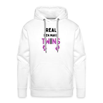 Real men make twins with funny pink Baby feet - Men's Premium Hoodie - white - Front - Liam (192cm)