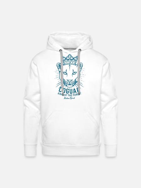 Cougar - King of the forest. - Men's Premium Hoodie - white
