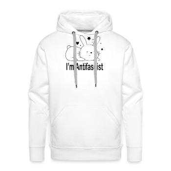 Antifascist Bunny - Men's Premium Hoodie - white - Front - Liam (192cm)