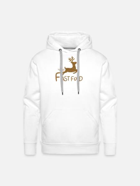 Fast Food Deer Sprint - Men's Premium Hoodie - white
