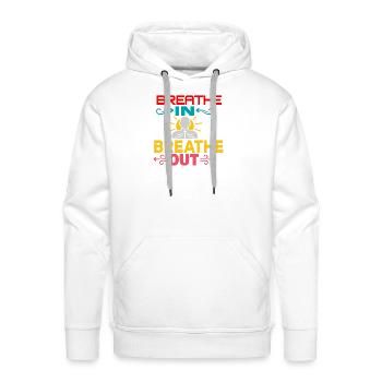 Breathe In Breathe Out Mindfulness Typography - Men's Premium Hoodie - white - Front - Liam (192cm)
