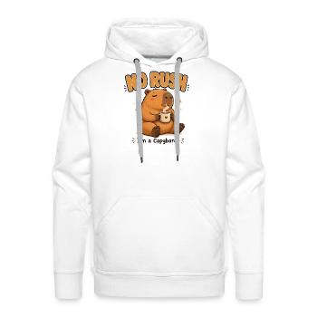 No Rush Capybara Cozy  - Men's Premium Hoodie - white - Front - Liam (192cm)