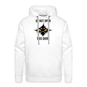Beware Do Not Open this Shirt  - Men's Premium Hoodie - white - Front - Liam (192cm)