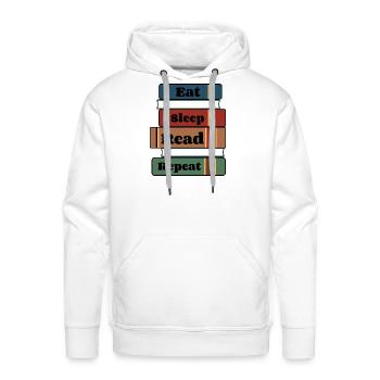 Eat Sleep Read Repeat Book Stack - Men's Premium Hoodie - white - Front - Liam (192cm)