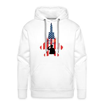 4th Of July US Military. 4th of July, AmeriCAN - Men's Premium Hoodie - white - Front - Liam (192cm)