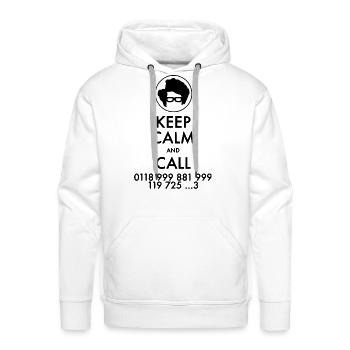 Keep Calm and Call IT Crowd Emergency Number - Men's Premium Hoodie - white - Front - Liam (192cm)