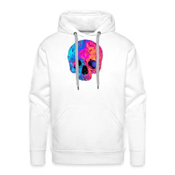 Neon Gothic Dark Skull - Black Neon Design - Men's Premium Hoodie - white - Front - Liam (192cm)