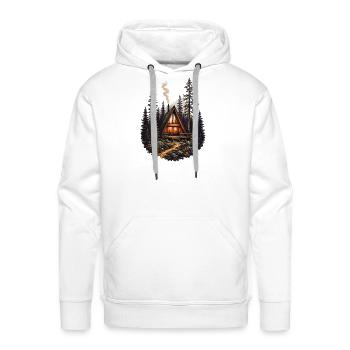 Vintage A Frame Cabin Woods Forest Nature Camping  - Men's Premium Hoodie - white - Front - Liam (192cm)