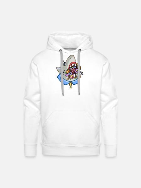 Shark Floral Attack - Men's Premium Hoodie - white