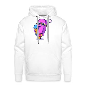 Sunny Pink Ice Pop Mascot - Men's Premium Hoodie - white - Front - Liam (192cm)