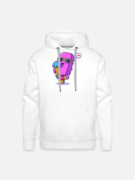 Sunny Pink Ice Pop Mascot - Men's Premium Hoodie - white