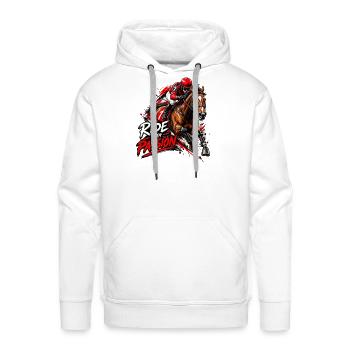 Ride With Passion – Horse Racing Jockey - Men's Premium Hoodie - white - Front - Liam (192cm)