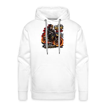 Born to Ride – Skeleton Biker Superbike - Men's Premium Hoodie - white - Front - Liam (192cm)