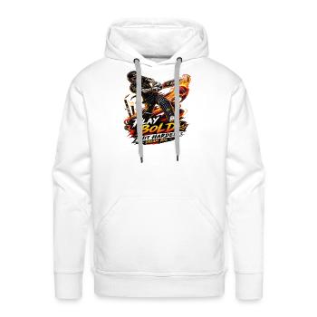 Skeleton Cricket King – Play Bold Hit Harder - Men's Premium Hoodie - white - Front - Liam (192cm)