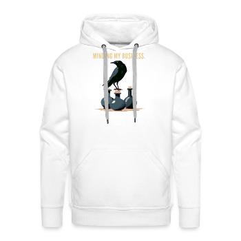 Raven Over Bottles Mind Your Biz - Men's Premium Hoodie - white - Front - Liam (192cm)