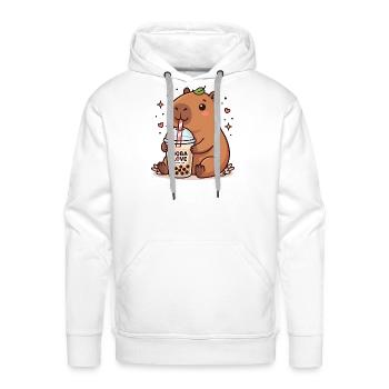Capybara Sipping Boba Delight - Men's Premium Hoodie - white - Front - Liam (192cm)