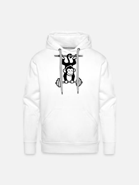 Primate Power - Funny Monkey Weightlifting Gym Gra - Men's Premium Hoodie - white