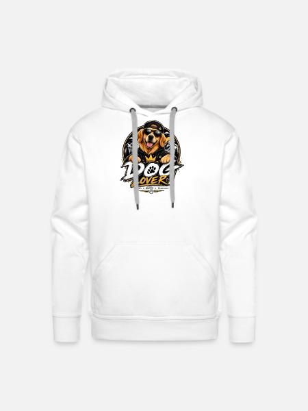 Royal Dog Love Graphic - Men's Premium Hoodie - white