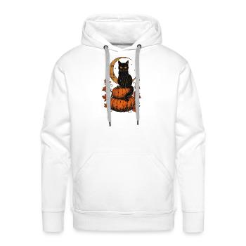 Vintage Black Cat Halloween - Men's Premium Hoodie - white - Front - Liam (192cm)