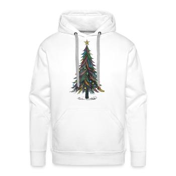 Merry Christmas Pine Tree Drawing Print - Men's Premium Hoodie - white - Front - Liam (192cm)