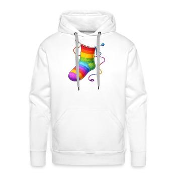 Knitted Rainbow Sock Illustration - Men's Premium Hoodie - white - Front - Liam (192cm)